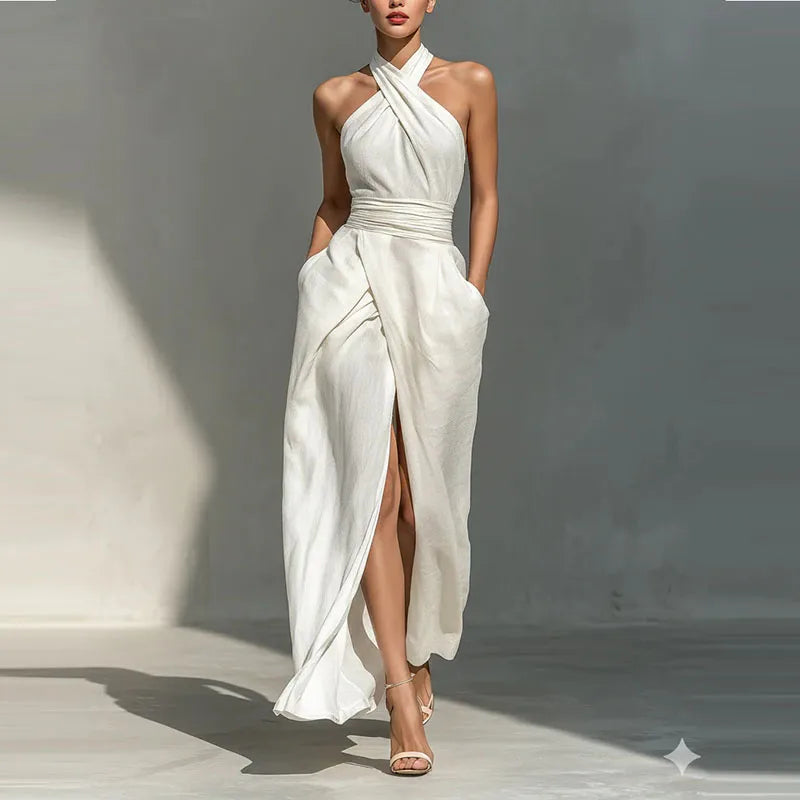 Halter Slit Maxi Dress