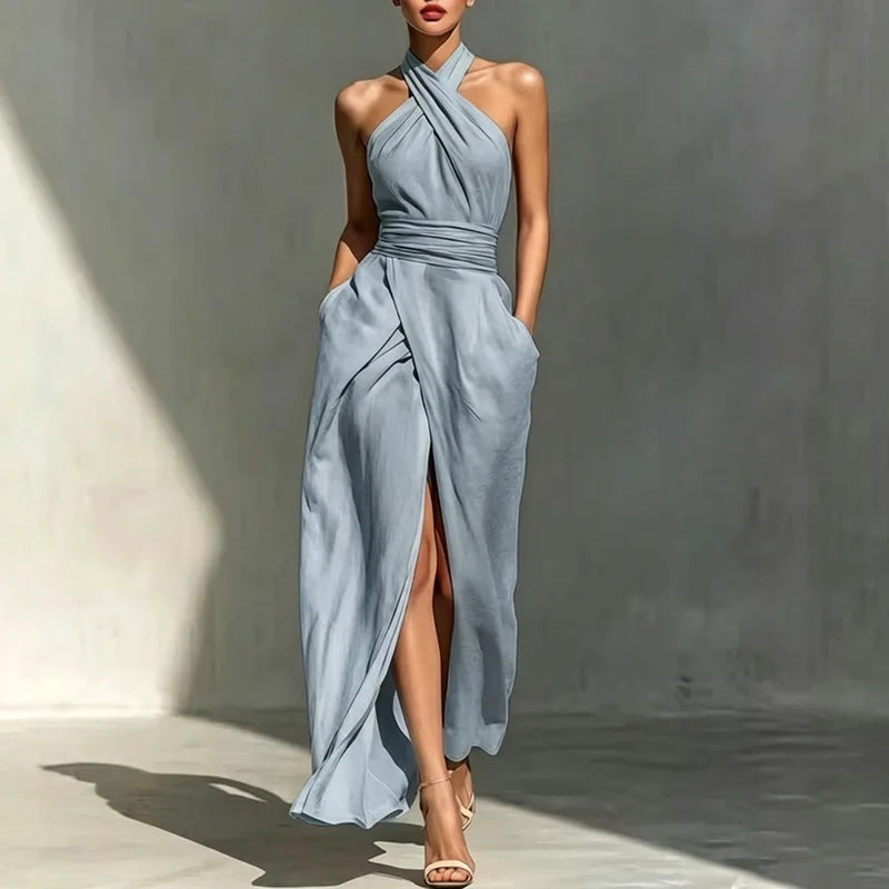 Halter Slit Maxi Dress