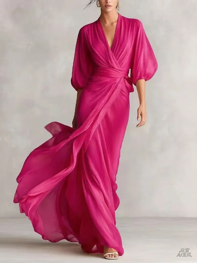 Chiffon Wrap Maxi Dress