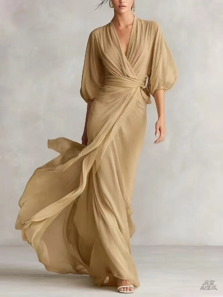Chiffon Wrap Maxi Dress