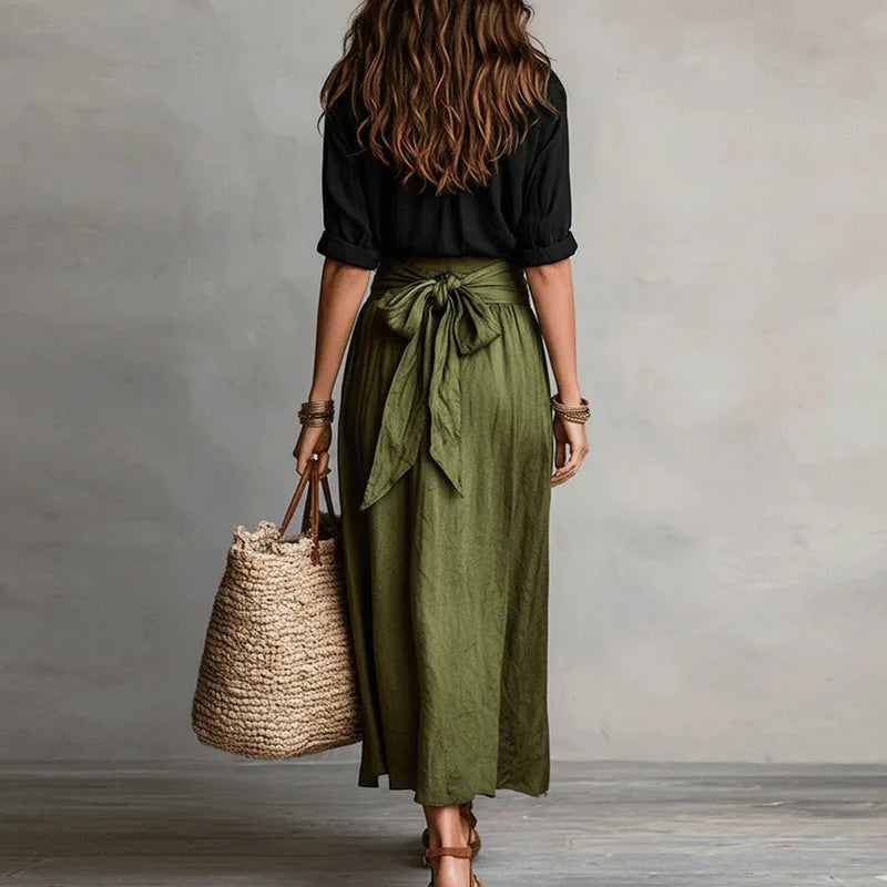 Button Down Midi Skirt Set