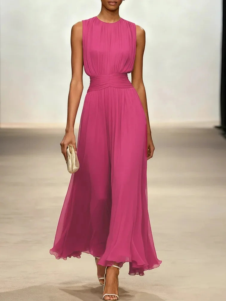 Pleated Sleeveless Maxi Dress