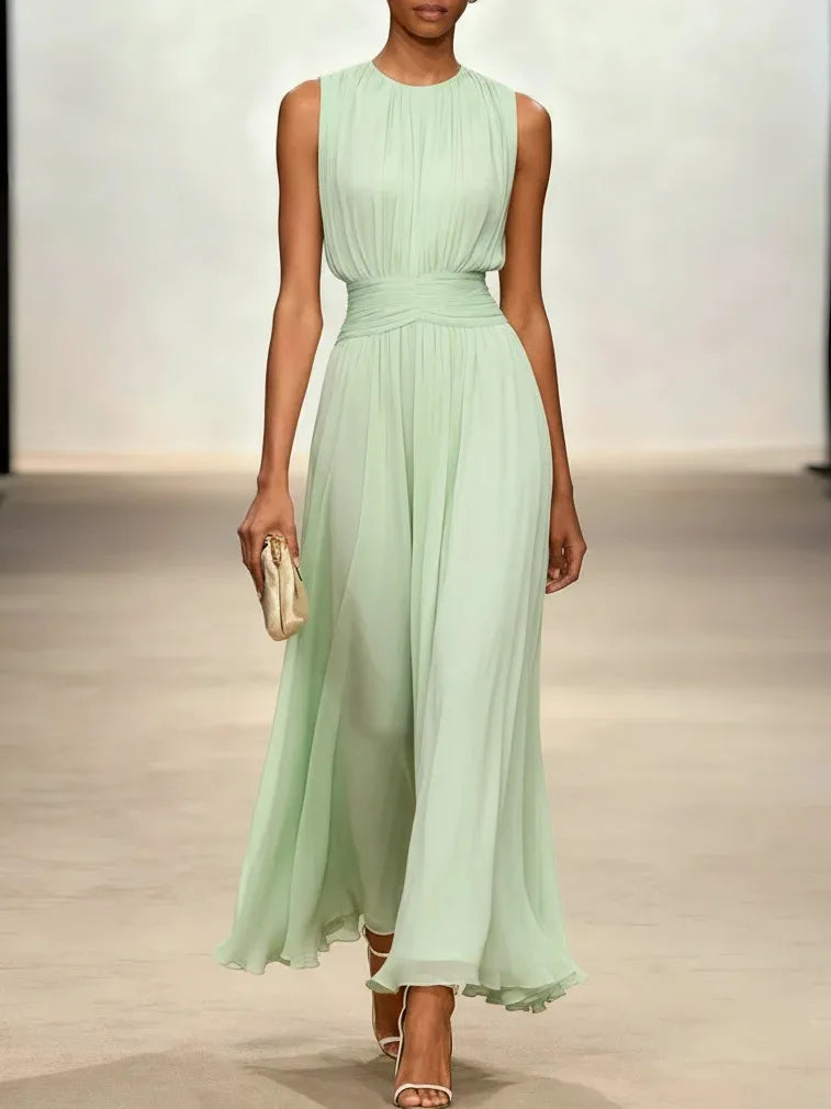 Pleated Sleeveless Maxi Dress