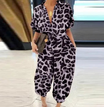 Anneliese™ | Leopard Print Jumpsuit with V-Neck