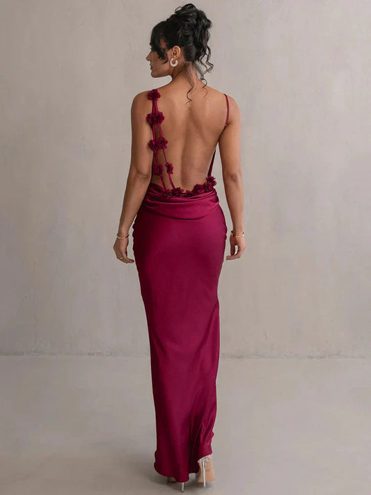 Cassiane - Satin Floral Dress