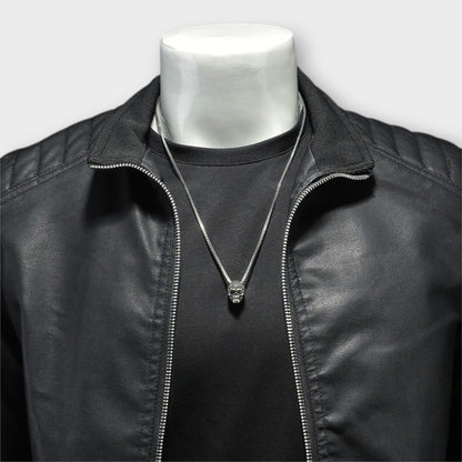 High Collar Leather Jacket
