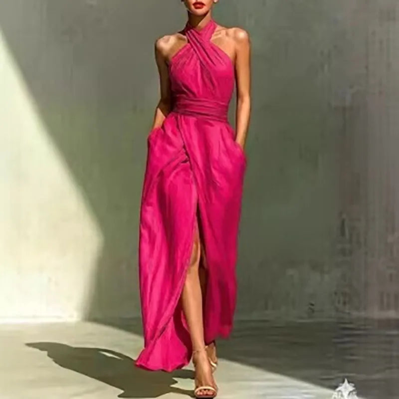 Halter Slit Maxi Dress