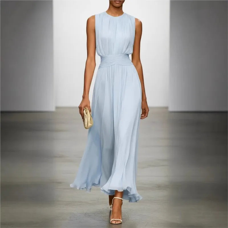 Pleated Sleeveless Maxi Dress