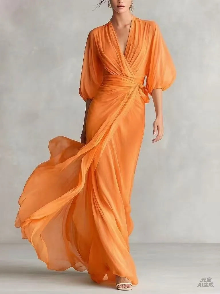 Chiffon Wrap Maxi Dress