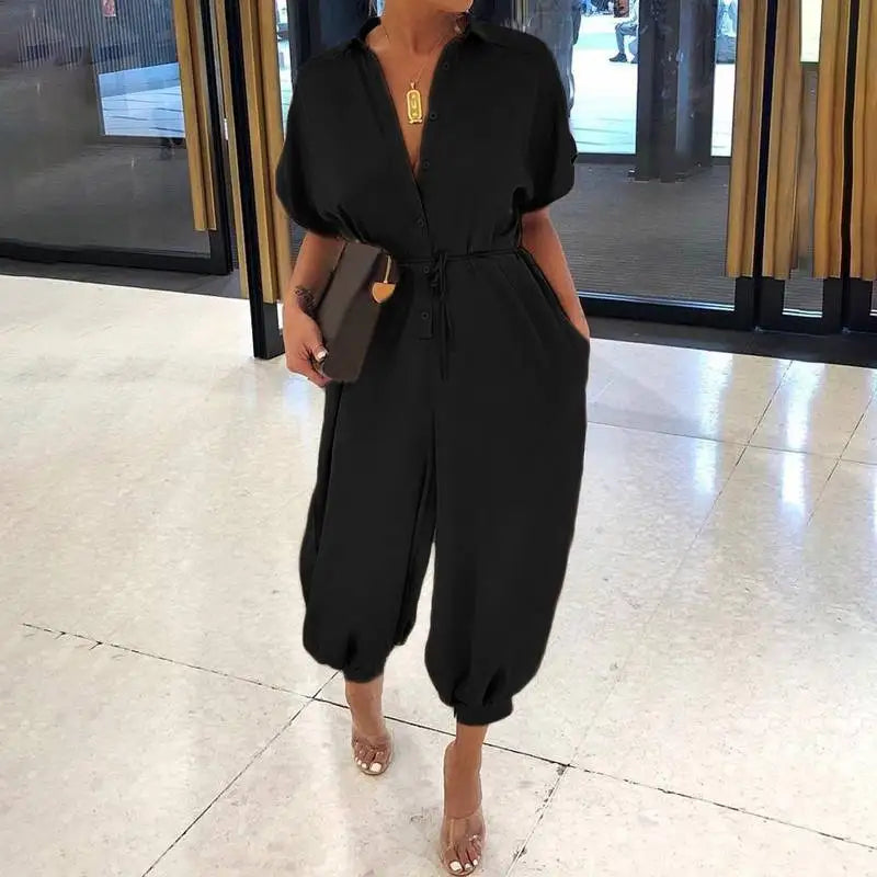 Anneliese™ | Leopard Print Jumpsuit with V-Neck