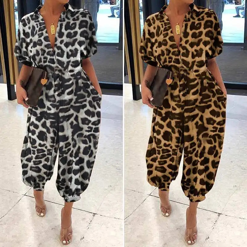 Anneliese™ | Leopard Print Jumpsuit with V-Neck
