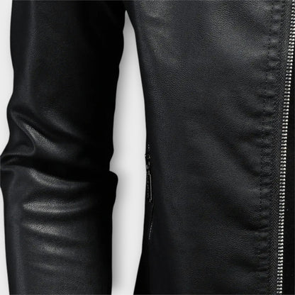 High Collar Leather Jacket