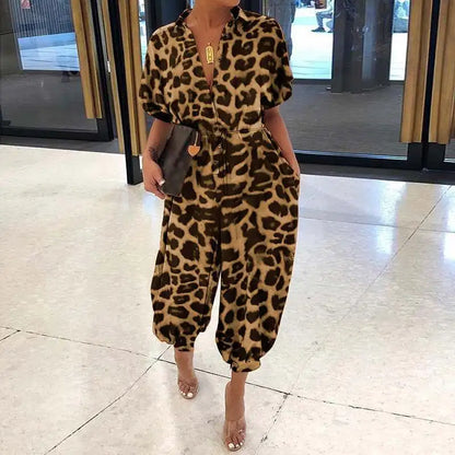 Anneliese™ | Leopard Print Jumpsuit with V-Neck