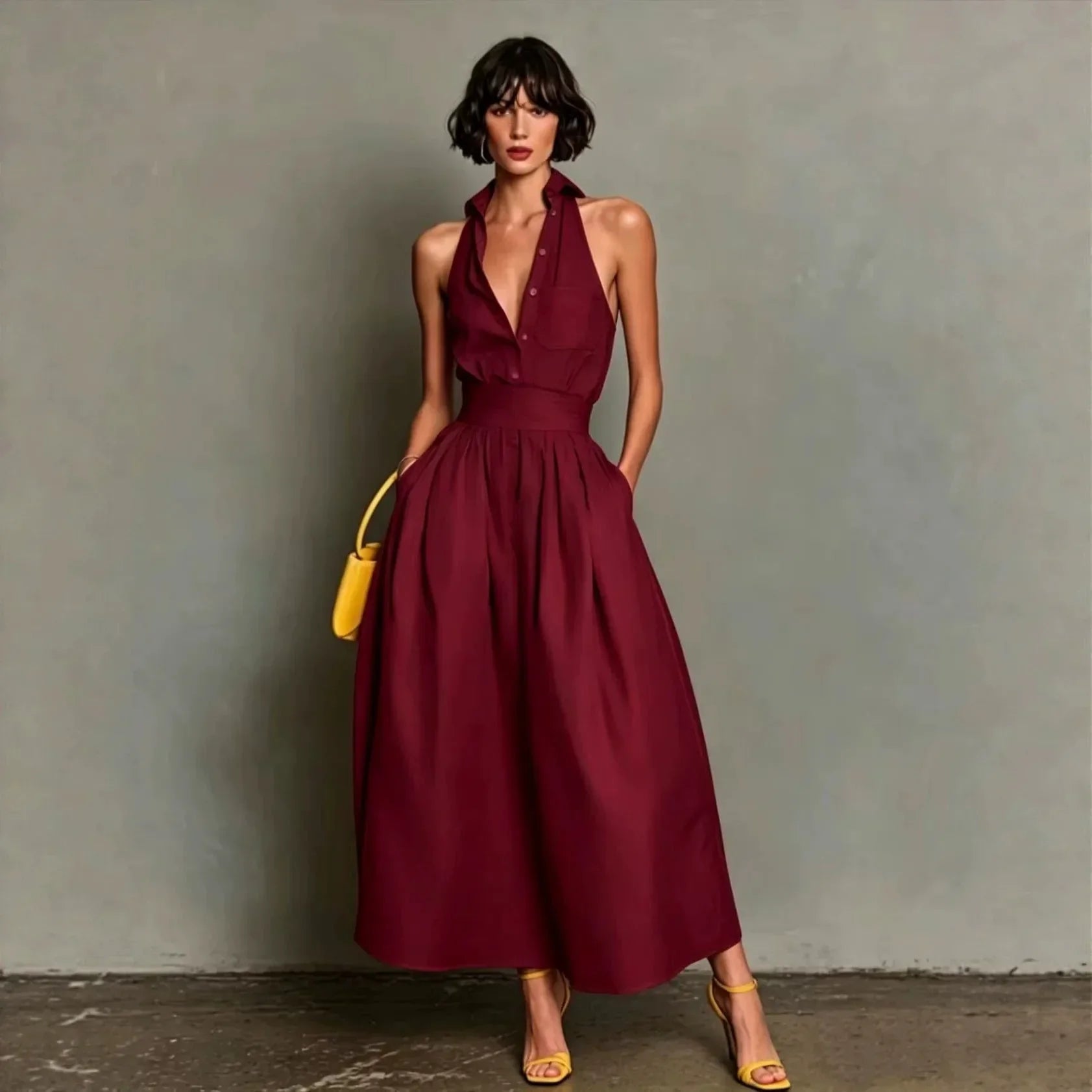 Button Down Midi Shirt Dress