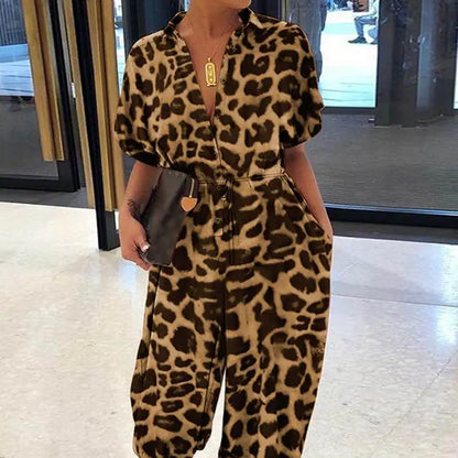 Anneliese™ | Leopard Print Jumpsuit with V-Neck