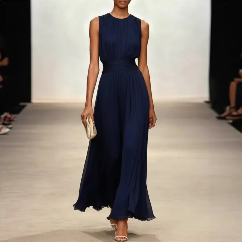 Pleated Sleeveless Maxi Dress