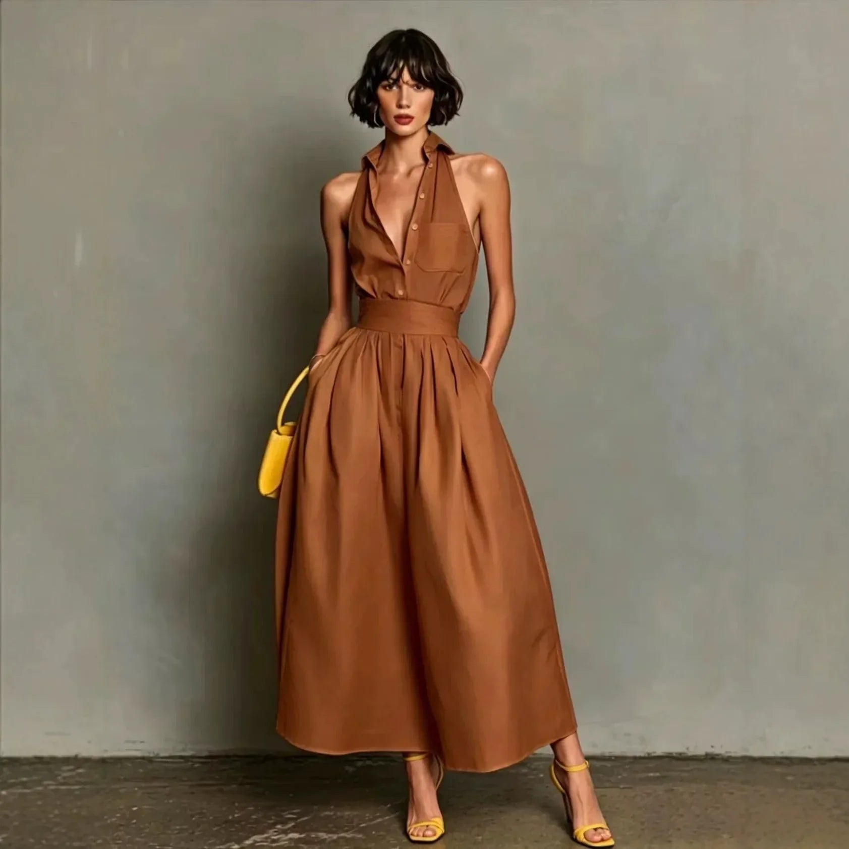 Button Down Midi Shirt Dress