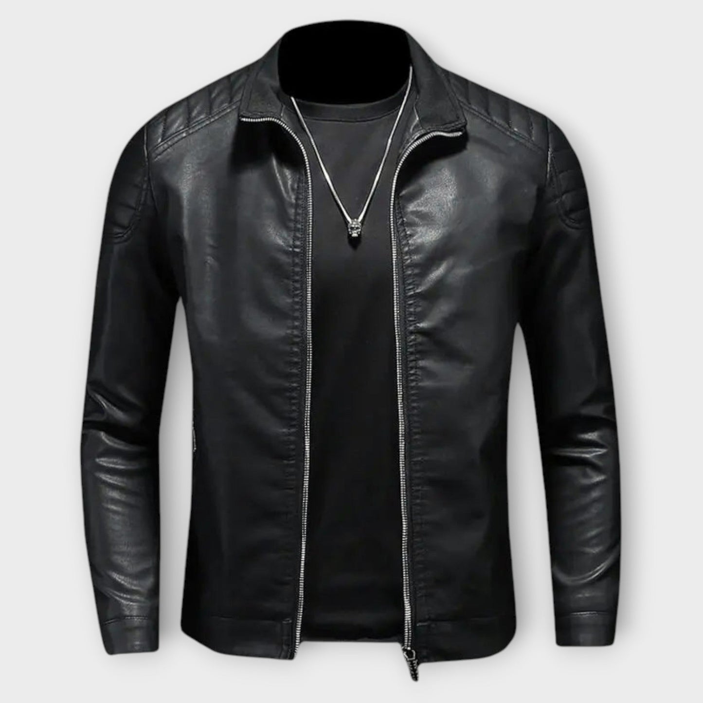 High Collar Leather Jacket