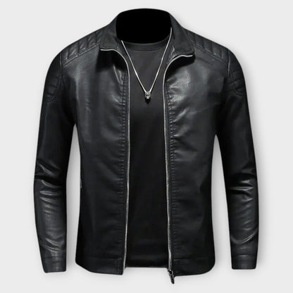 High Collar Leather Jacket