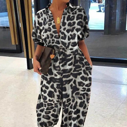 Anneliese™ | Leopard Print Jumpsuit with V-Neck