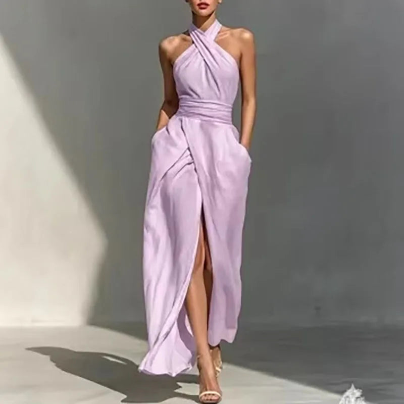 Halter Slit Maxi Dress
