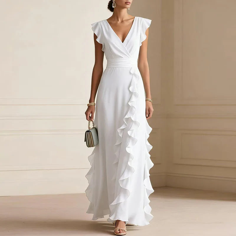 Ruffle V-Neck Maxi Dress