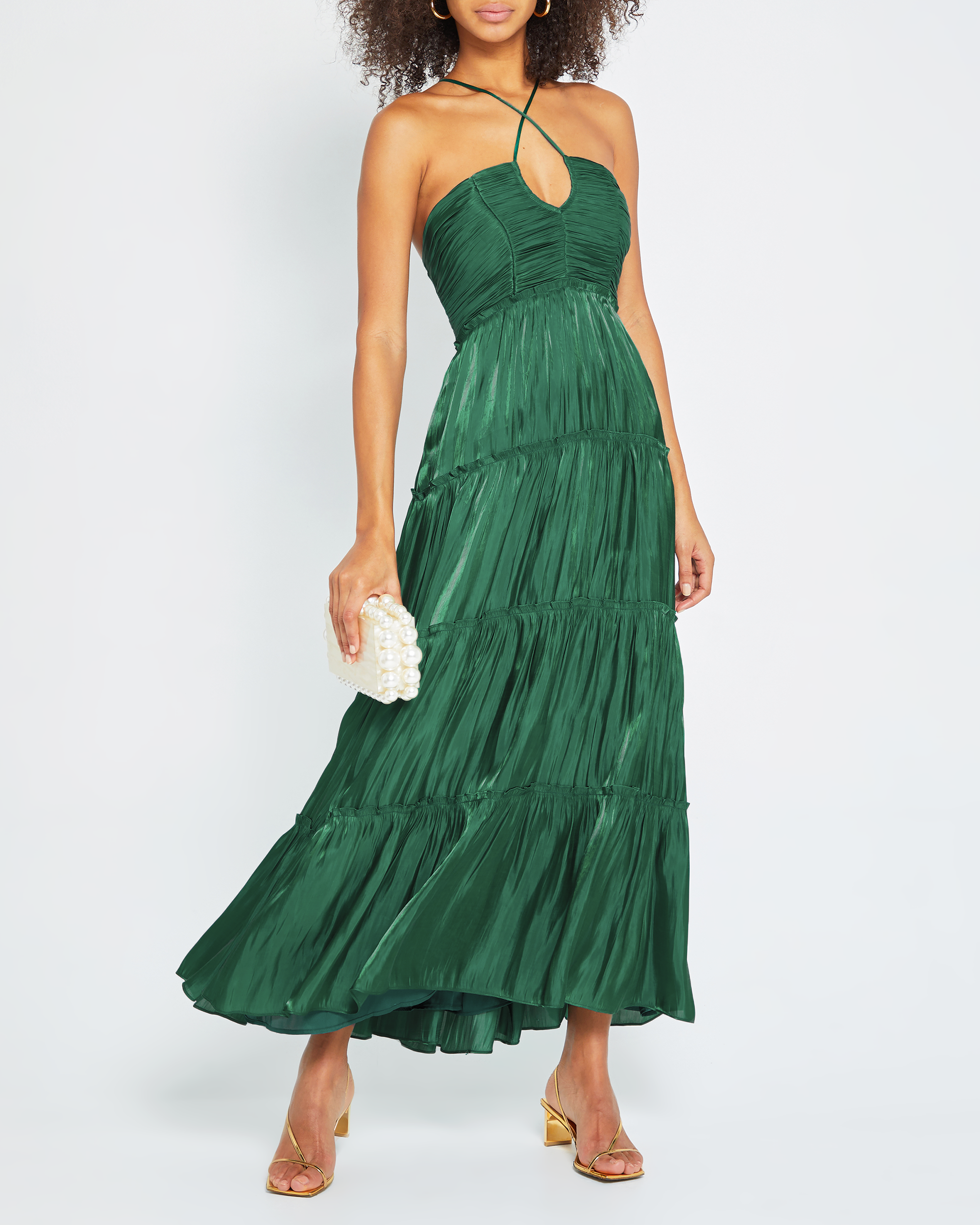 Tiered Necktie Midi Dress