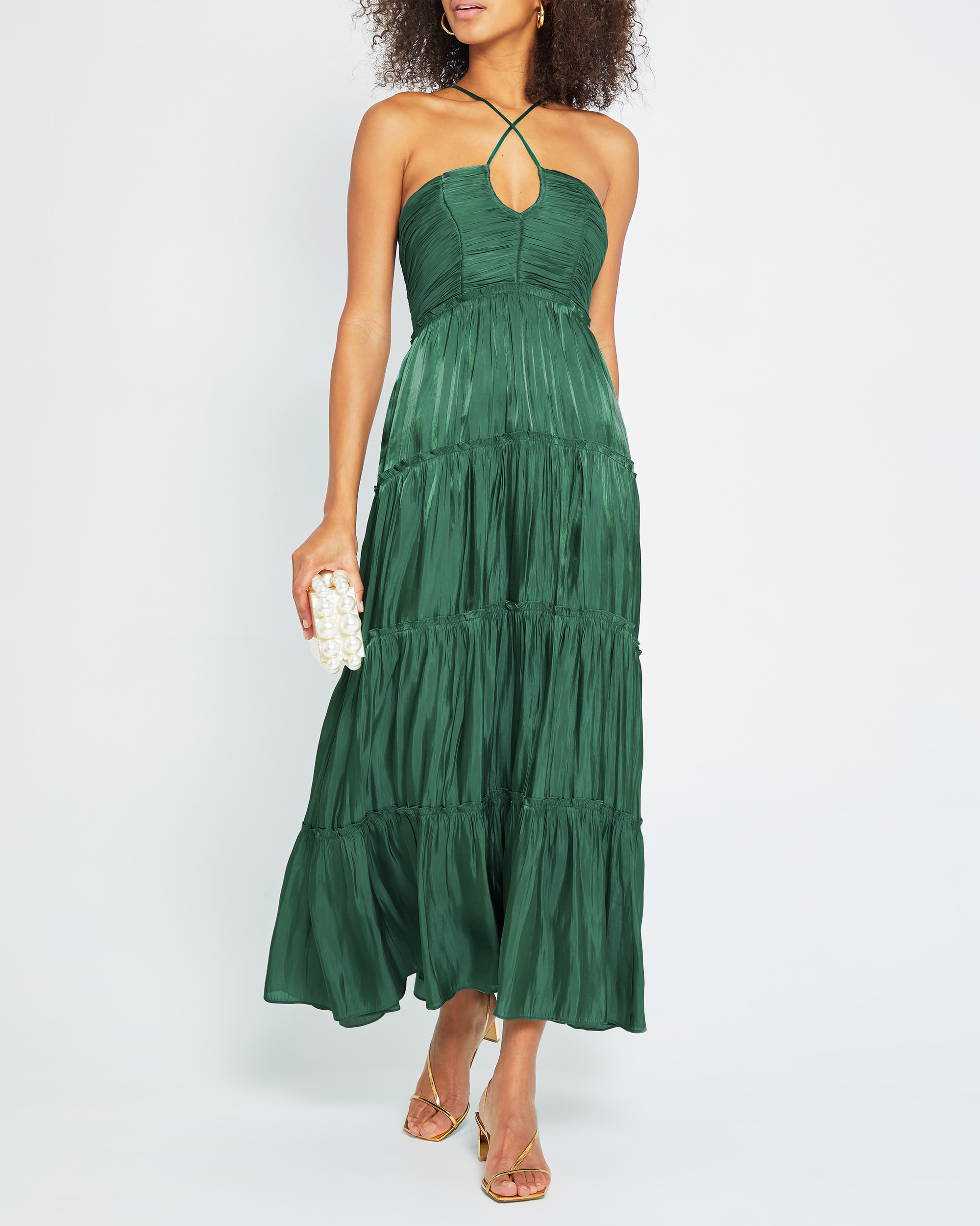Tiered Necktie Midi Dress