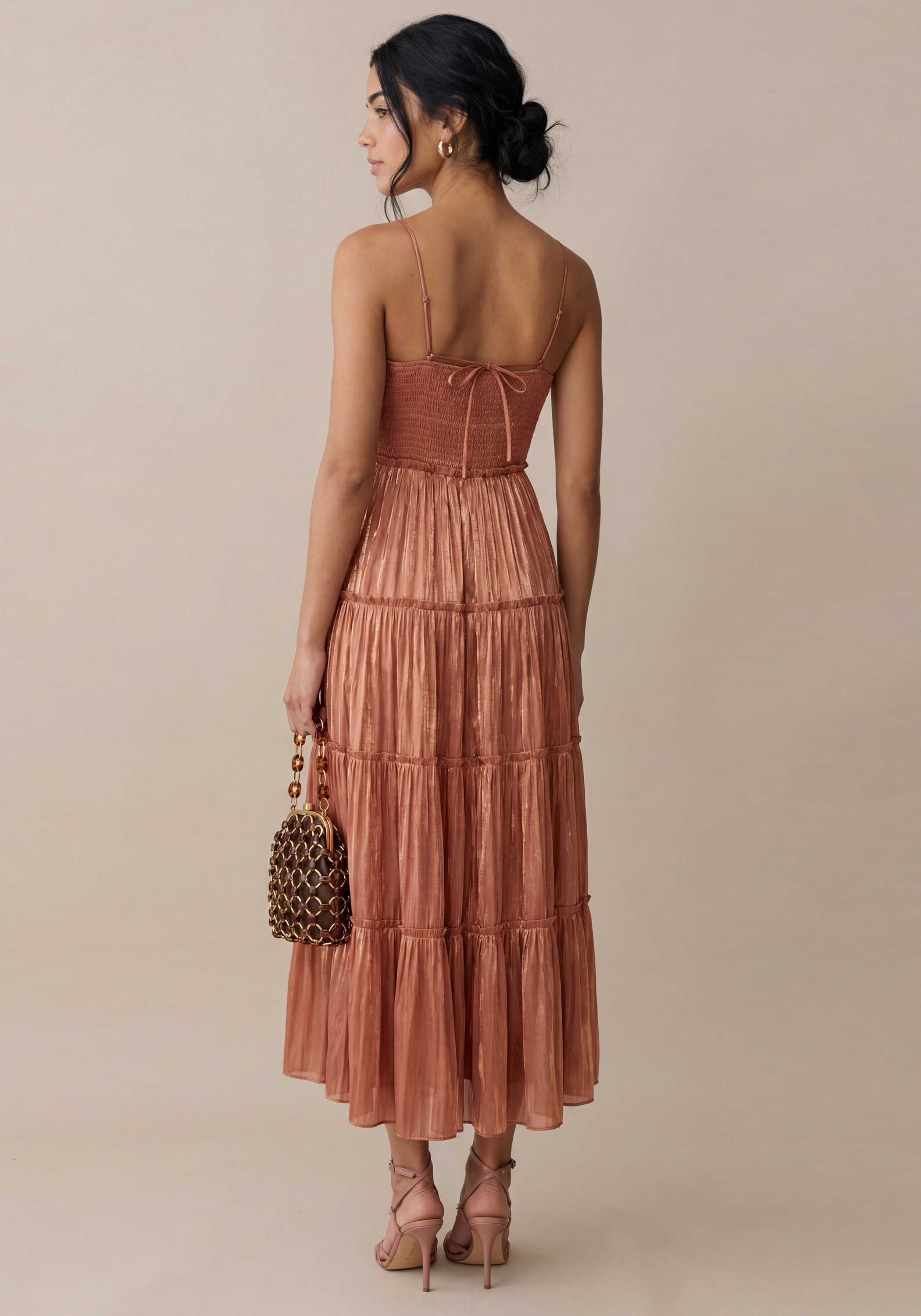 Tiered Necktie Midi Dress