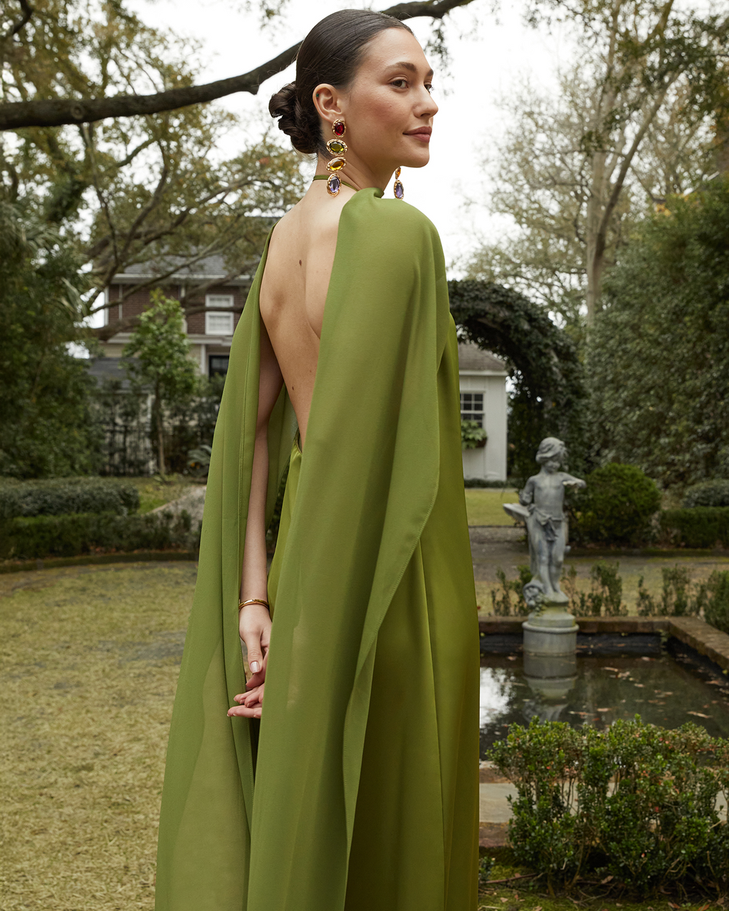 Open Back Chiffon Scarf Maxi Dress