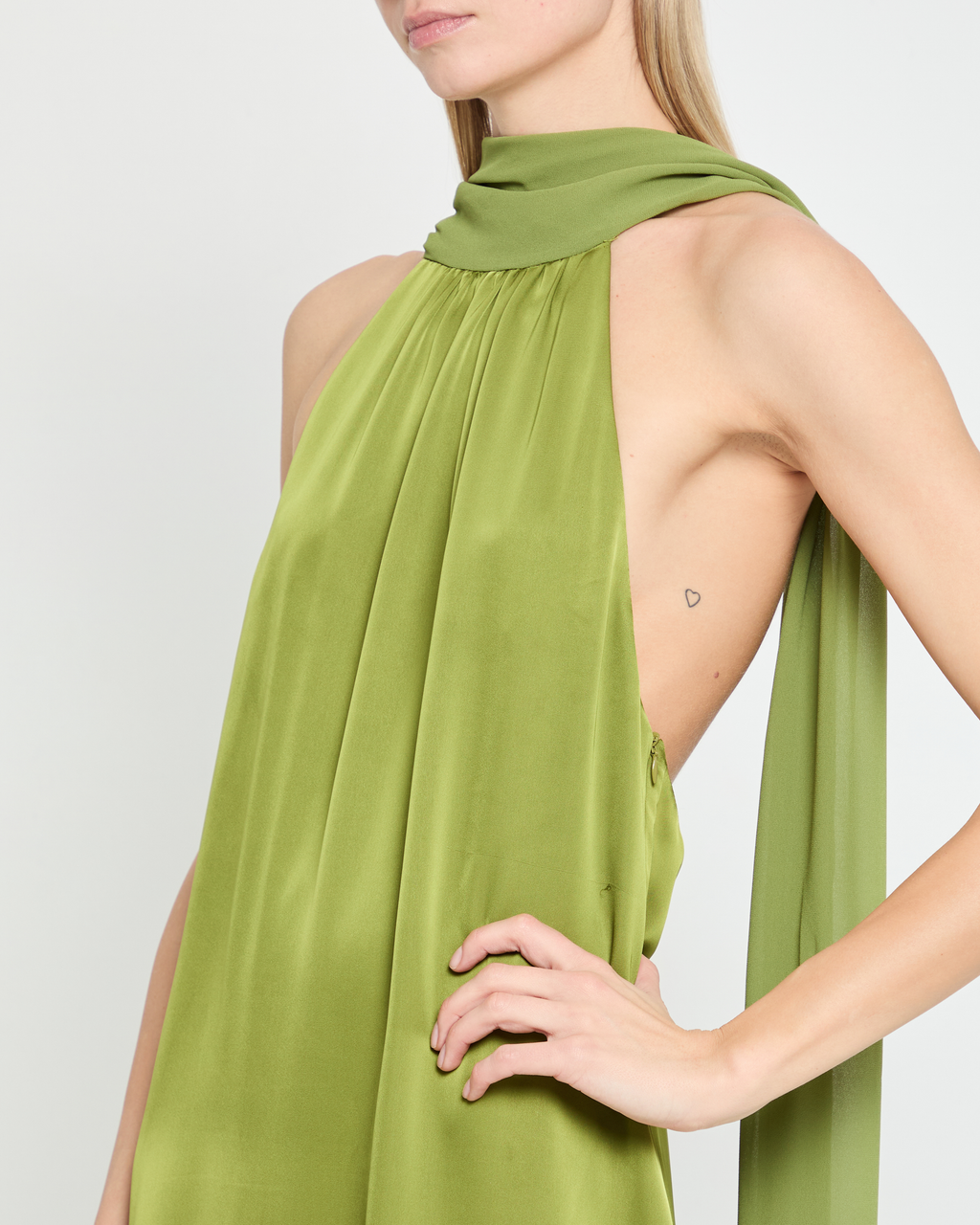 Open Back Chiffon Scarf Maxi Dress