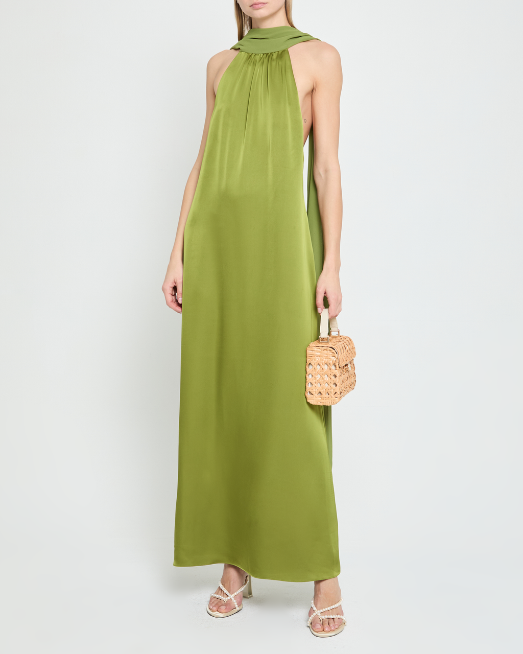 Open Back Chiffon Scarf Maxi Dress