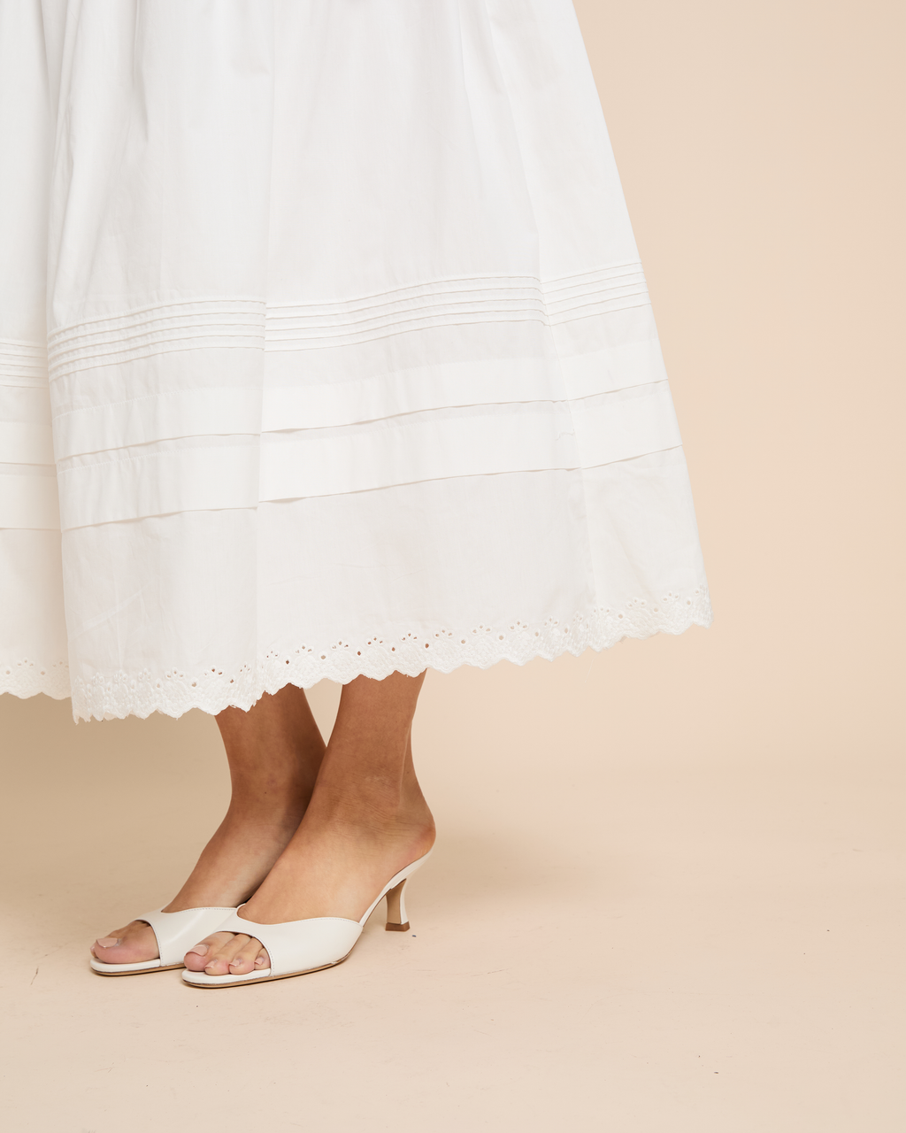 Cotton Lace Trim Maxi Skirt