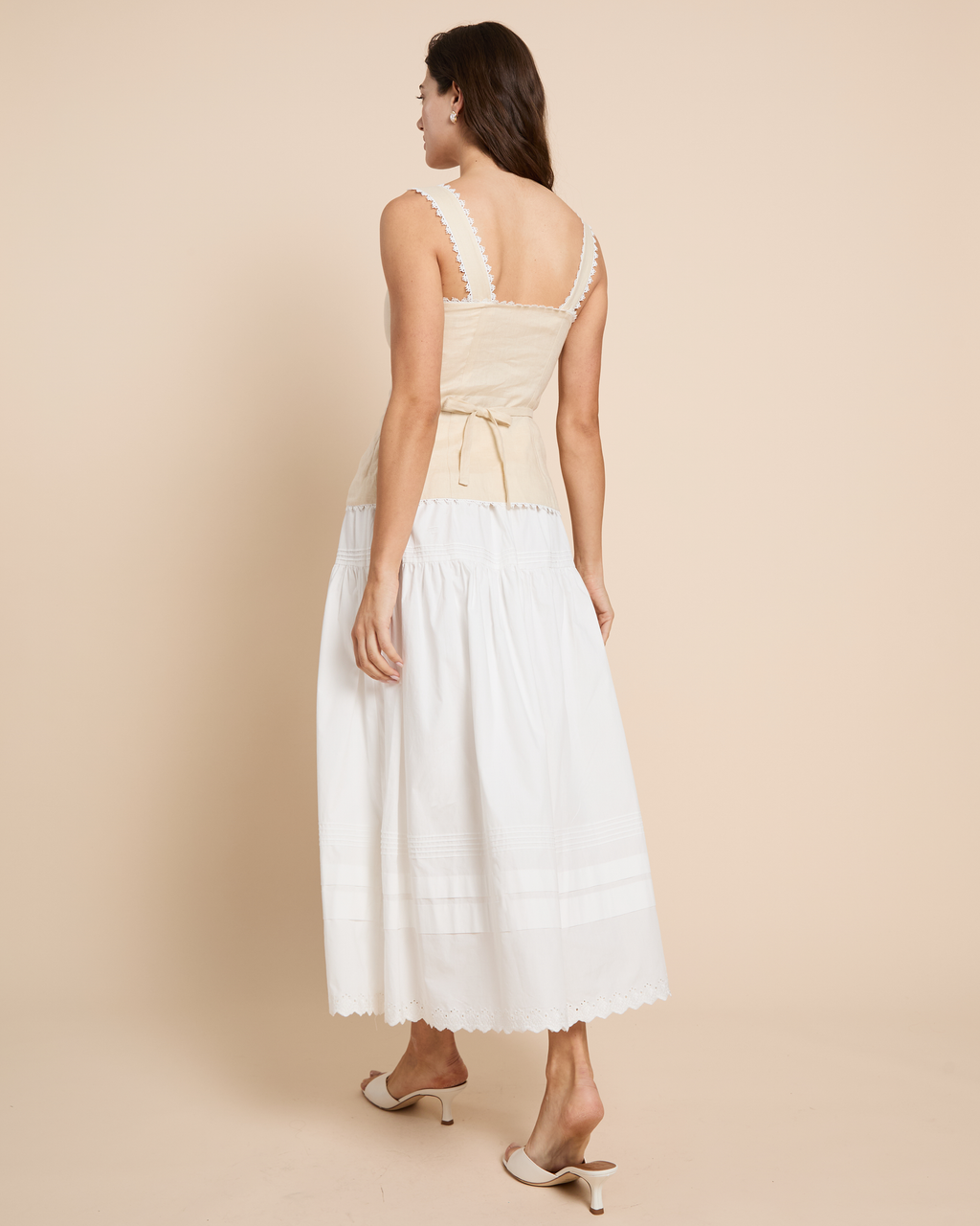 Cotton Lace Trim Maxi Skirt