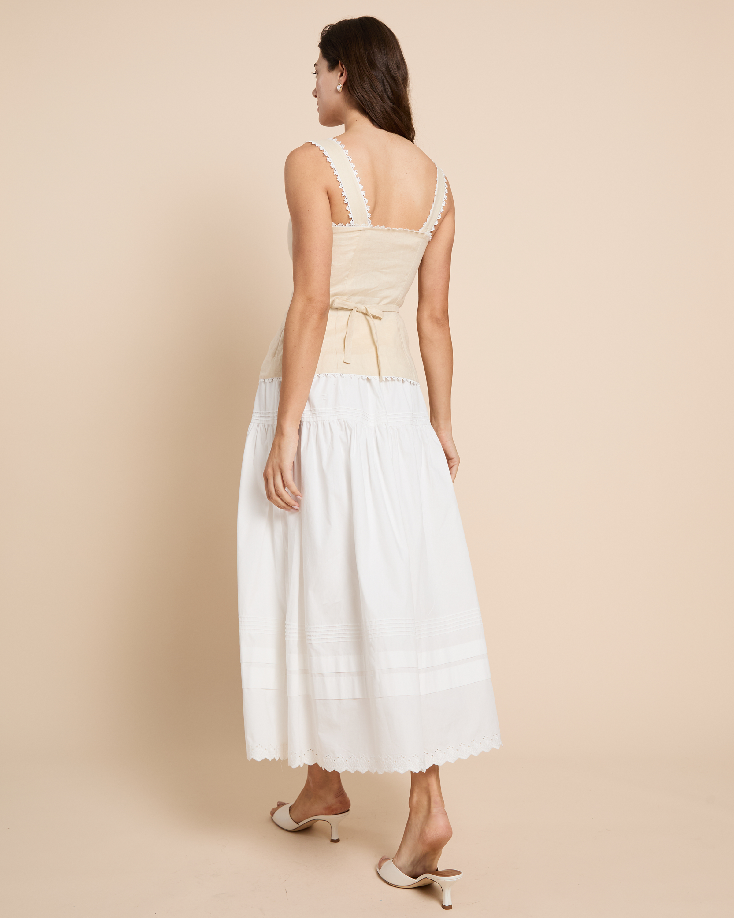 Cotton Lace Trim Maxi Skirt