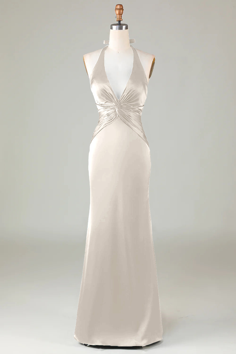 Halter Satin Bridesmaid Dress