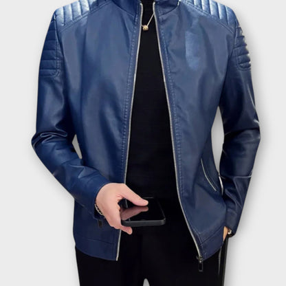 High Collar Leather Jacket
