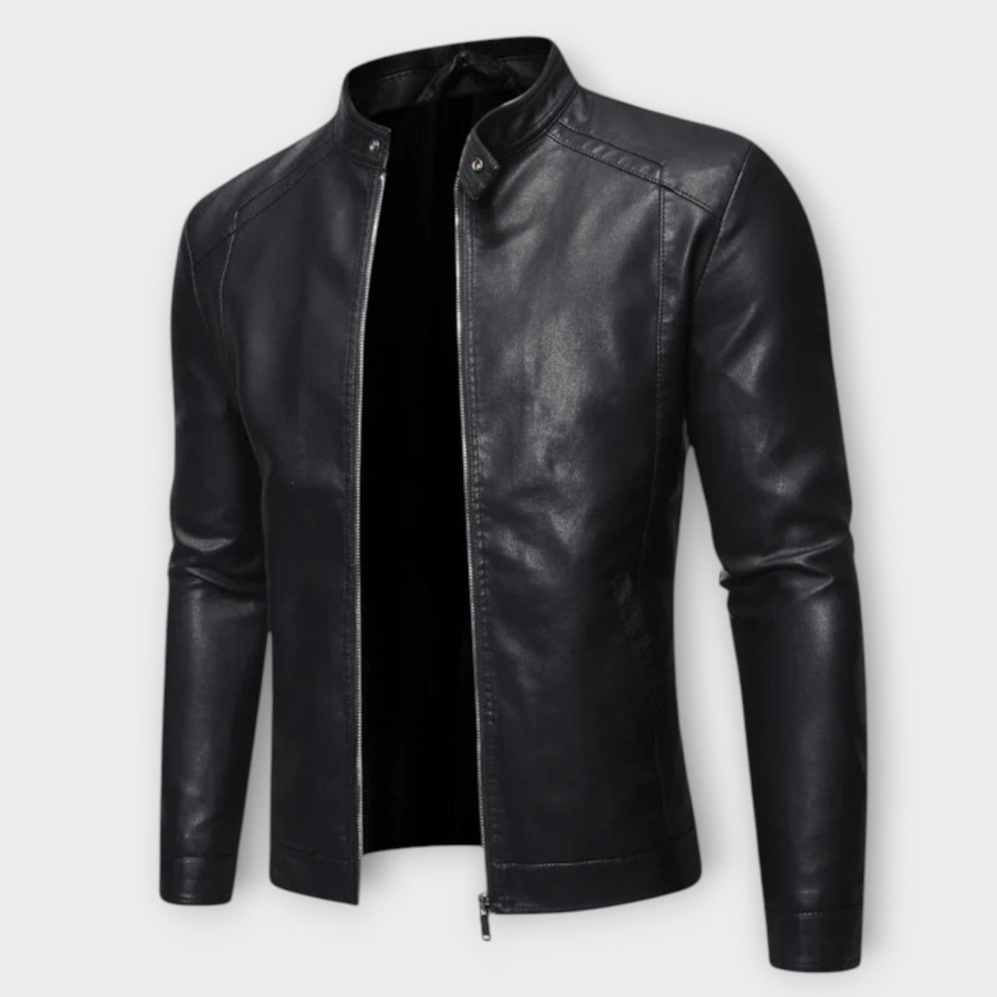 High Collar Leather Jacket