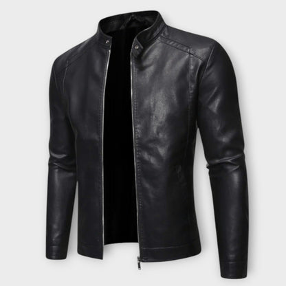 High Collar Leather Jacket