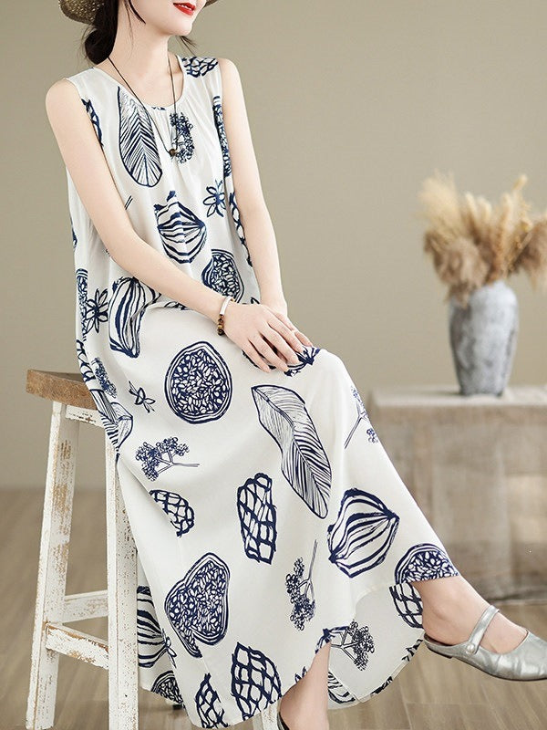 Printed Sleeveless Maxi Dress