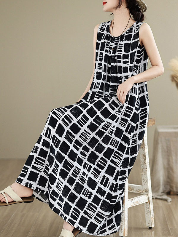 Geometric Sleeveless Maxi Dress