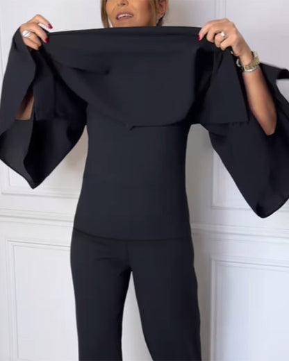 Butterfly Sleeve V-Neck Blouse
