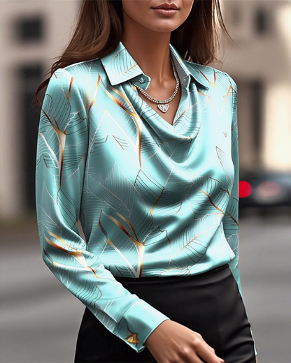Elegant blouse long sleeves satin