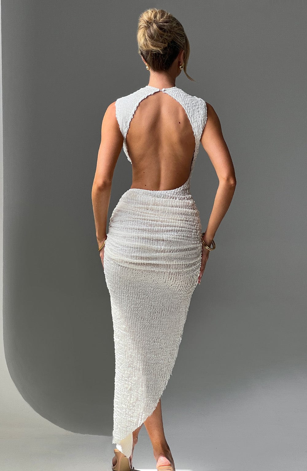 Soraya | Textured Asymmetric Midi Dress