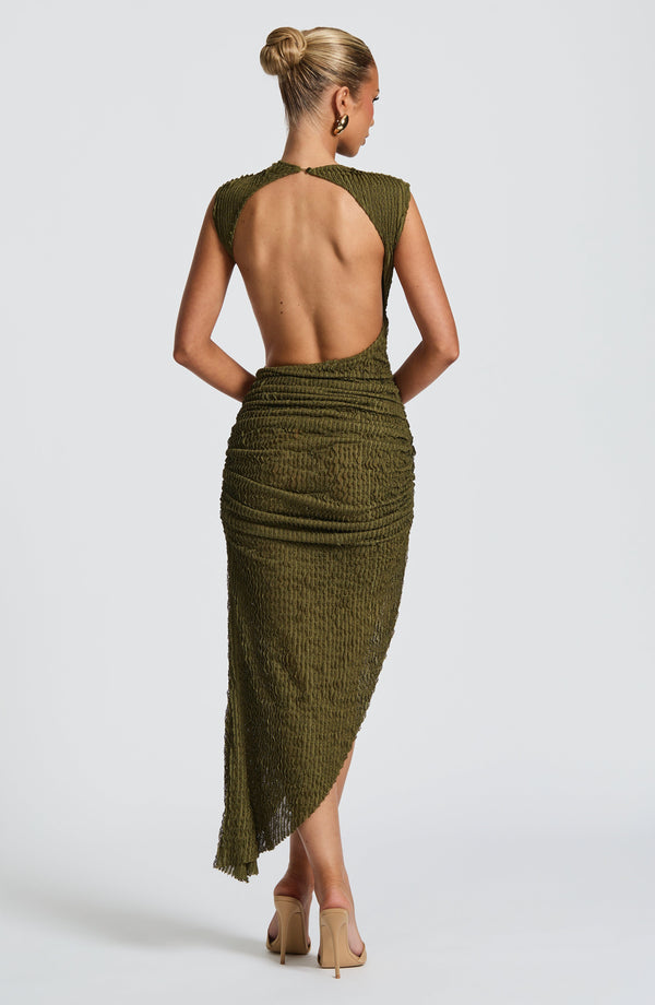 Soraya | Textured Asymmetric Midi Dress