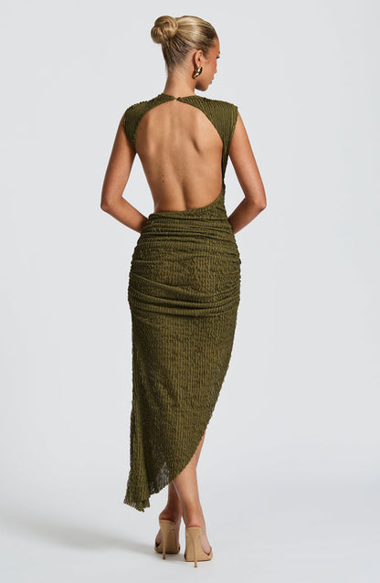 Soraya | Textured Asymmetric Midi Dress