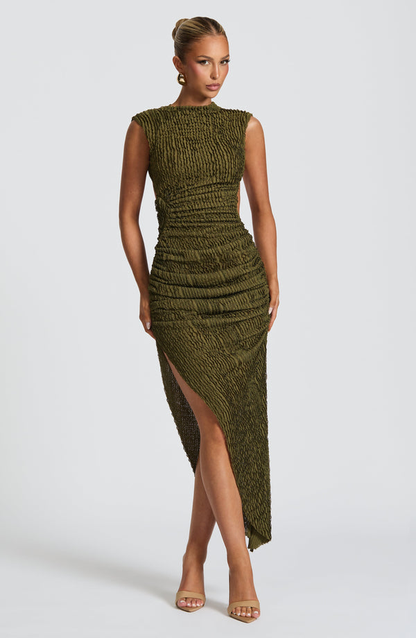 Soraya | Textured Asymmetric Midi Dress