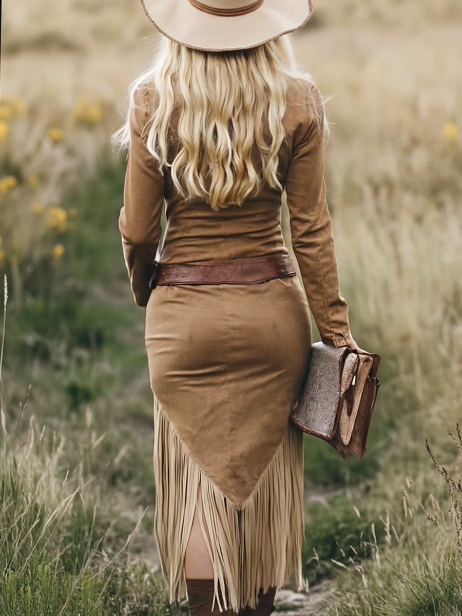 Women’s Western Tassel Midi Dress
