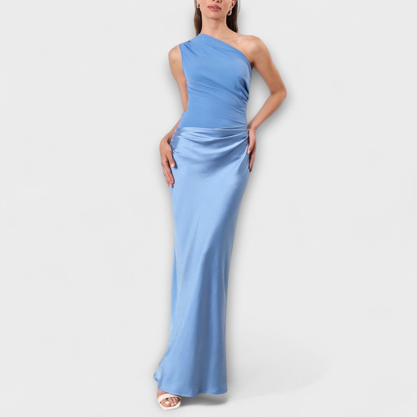 Leni - Elegant One-Shoulder Pleated Maxi Dress