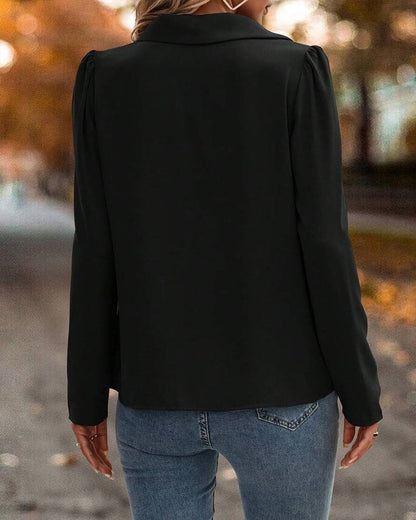 Blouse Puff Sleeve Lace Patchwork